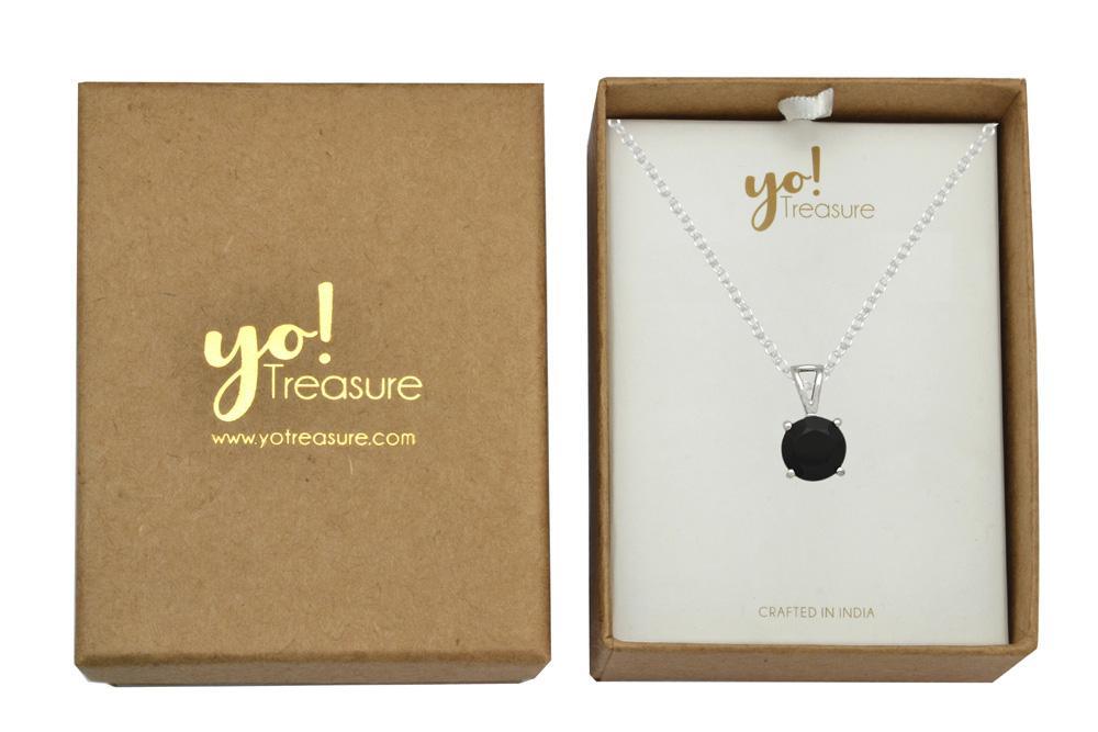 YoTreasure 3/4" Black Onyx 925 Solid Sterling Silver Pendant Necklace With Chain Silver Jewelry - YoTreasure