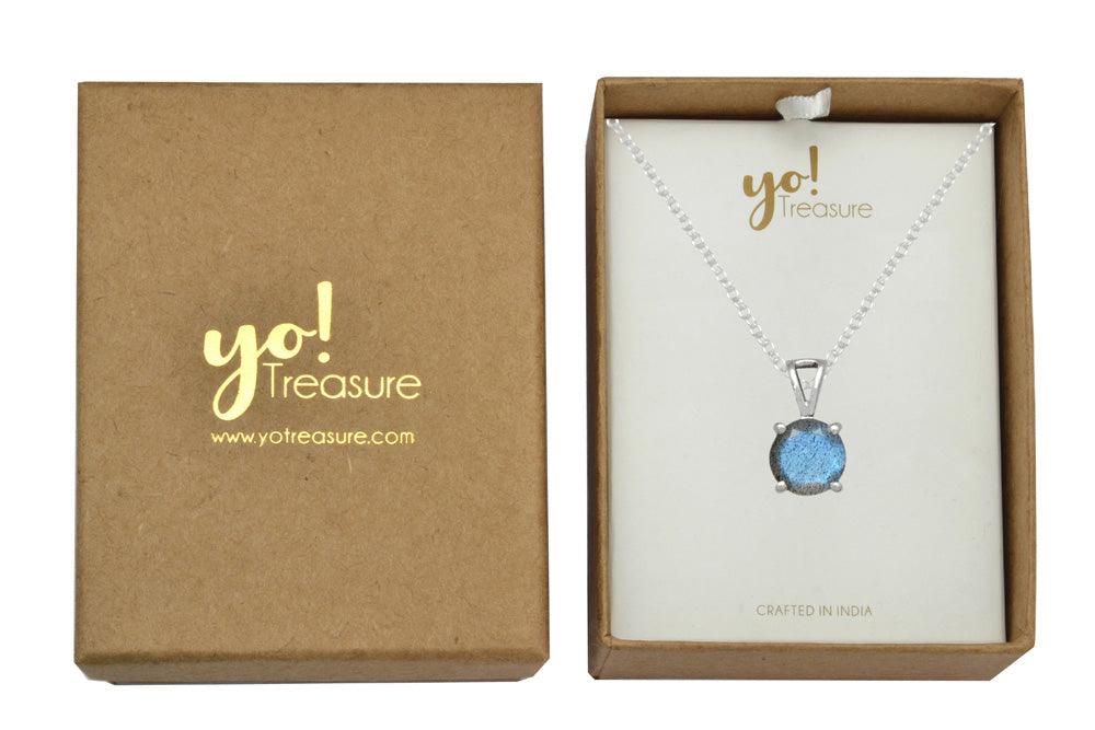 YoTreasure 3/4" Labradorite 925 Solid Sterling Silver Pendant Necklace With Chain Silver Jewelry - YoTreasure