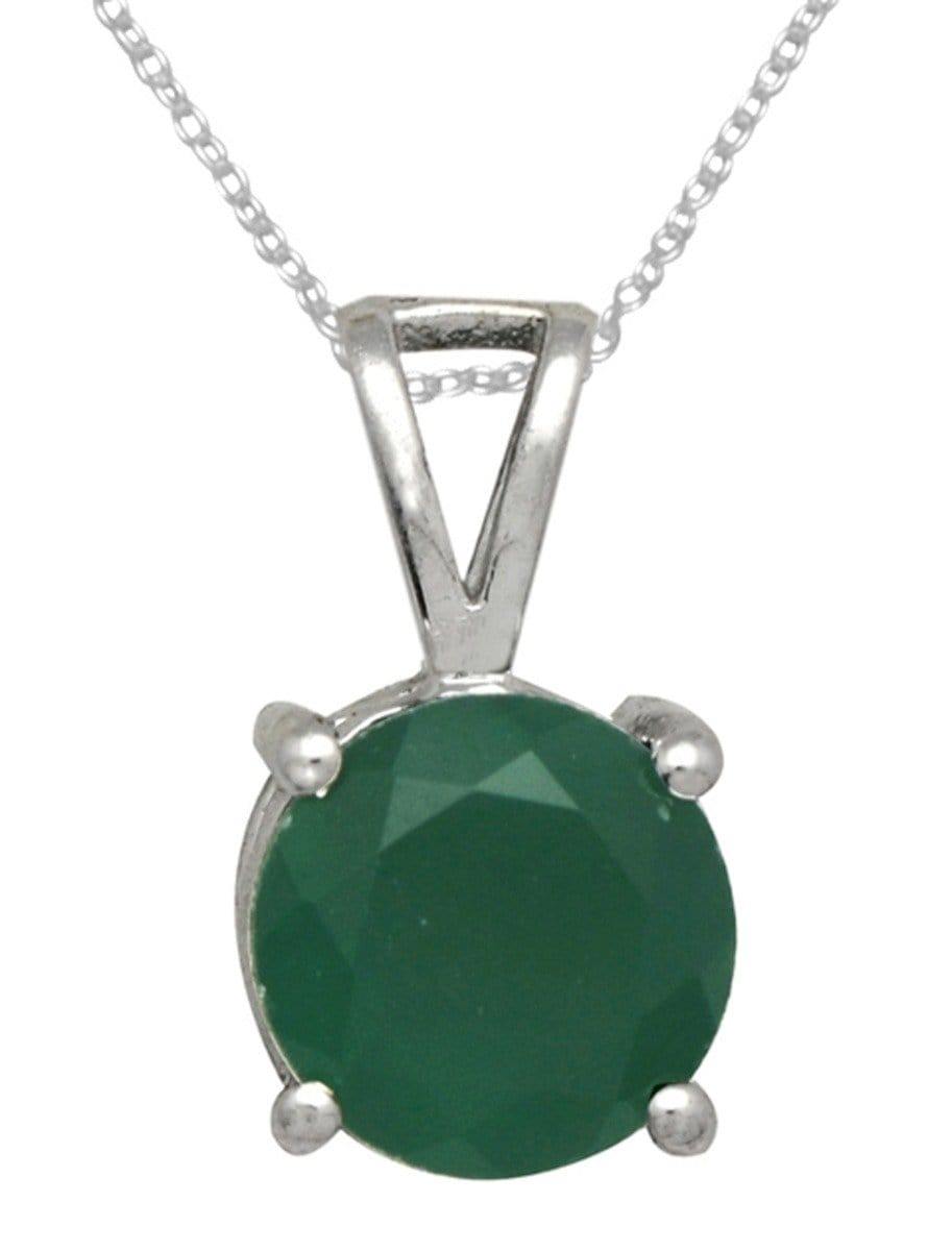 3/4" Green Onyx 925 Solid Sterling Silver Pendant Necklace With Chain - YoTreasure