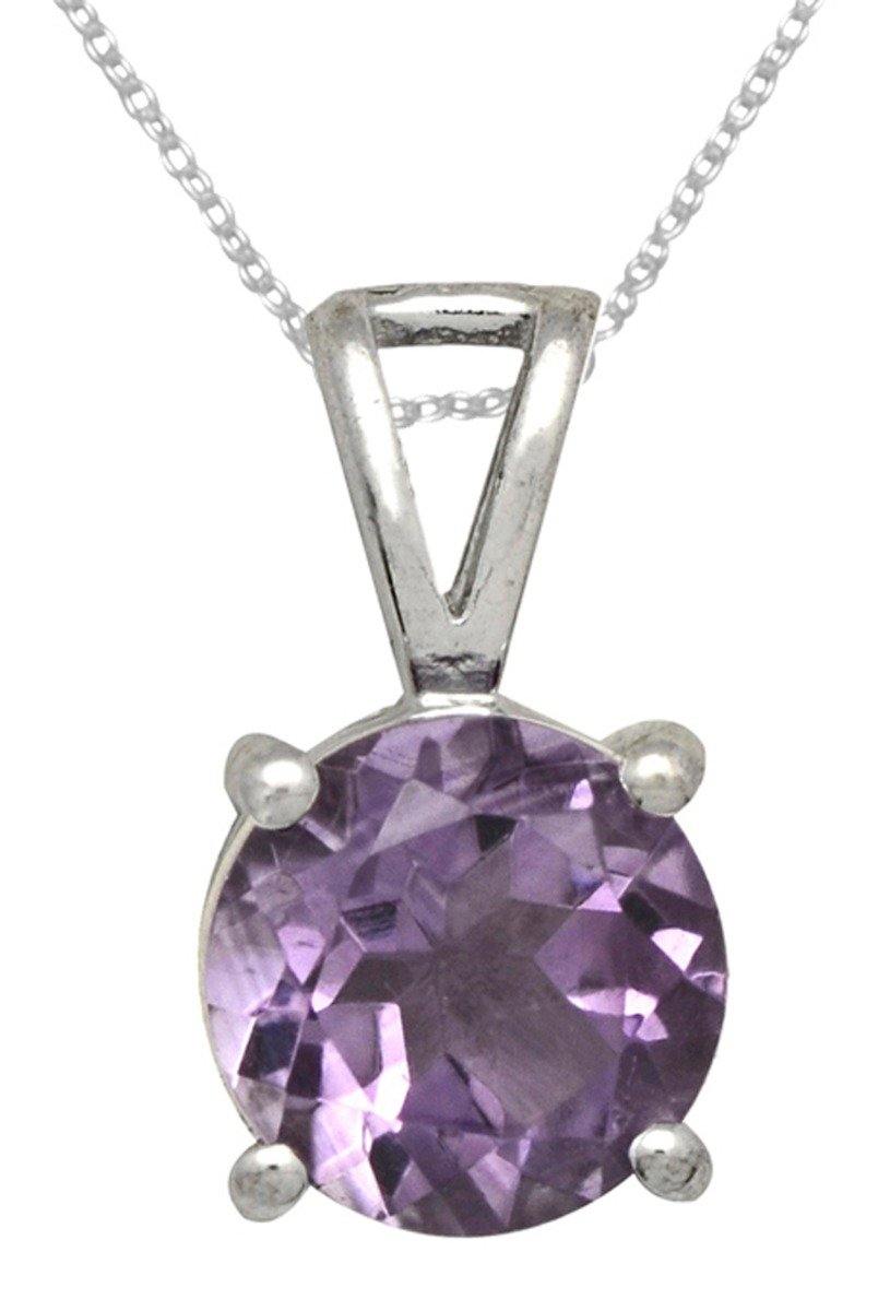 3/4" Natural Amethyst 925 Solid Sterling Silver Pendant Necklace With Chain - YoTreasure