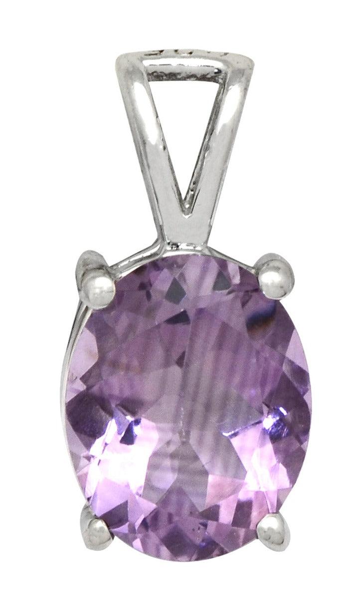 YoTreasure 3/4" Natural Amethyst 925 Solid Sterling Silver Pendant Necklace With Chain Silver Jewelry - YoTreasure