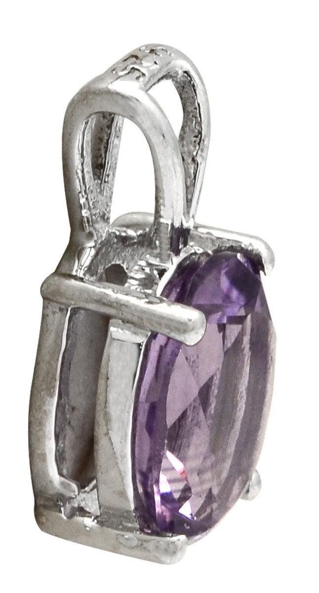 YoTreasure 3/4" Natural Amethyst 925 Solid Sterling Silver Pendant Necklace With Chain Silver Jewelry - YoTreasure