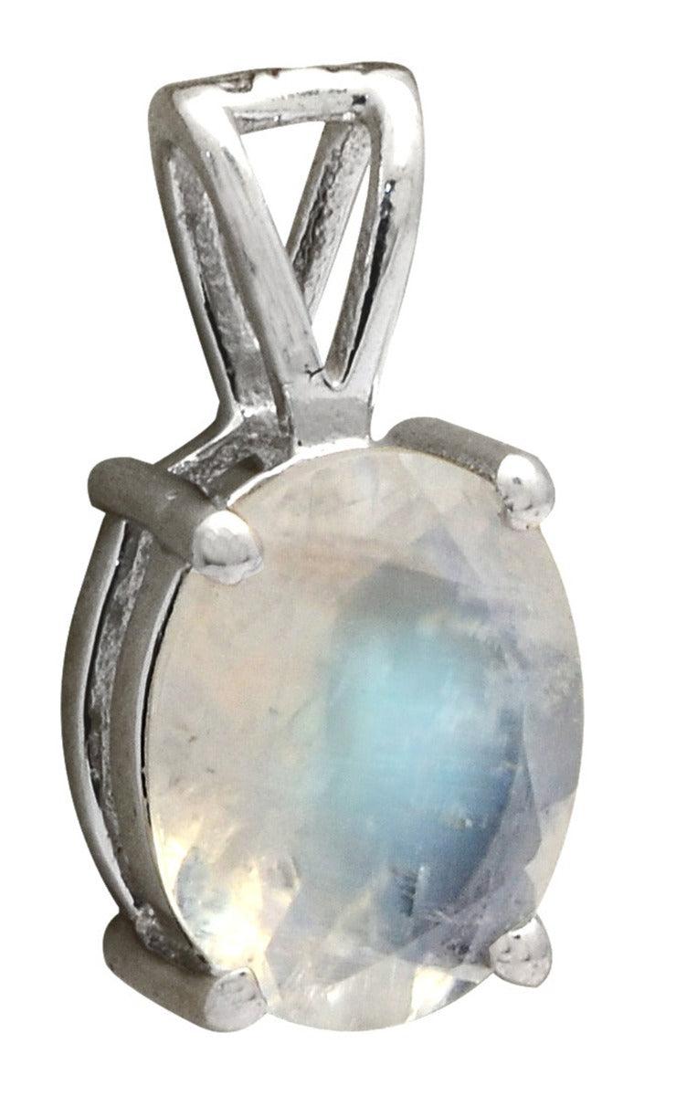 YoTreasure 3/4" Rainbow Moonstone 925 Solid Sterling Silver Pendant Necklace With Chain Silver Jewelry - YoTreasure
