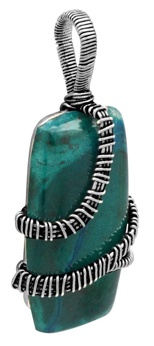 Chrysocolla 925 Solid Sterling Silver Pendant Necklace Silver Jewelry - YoTreasure