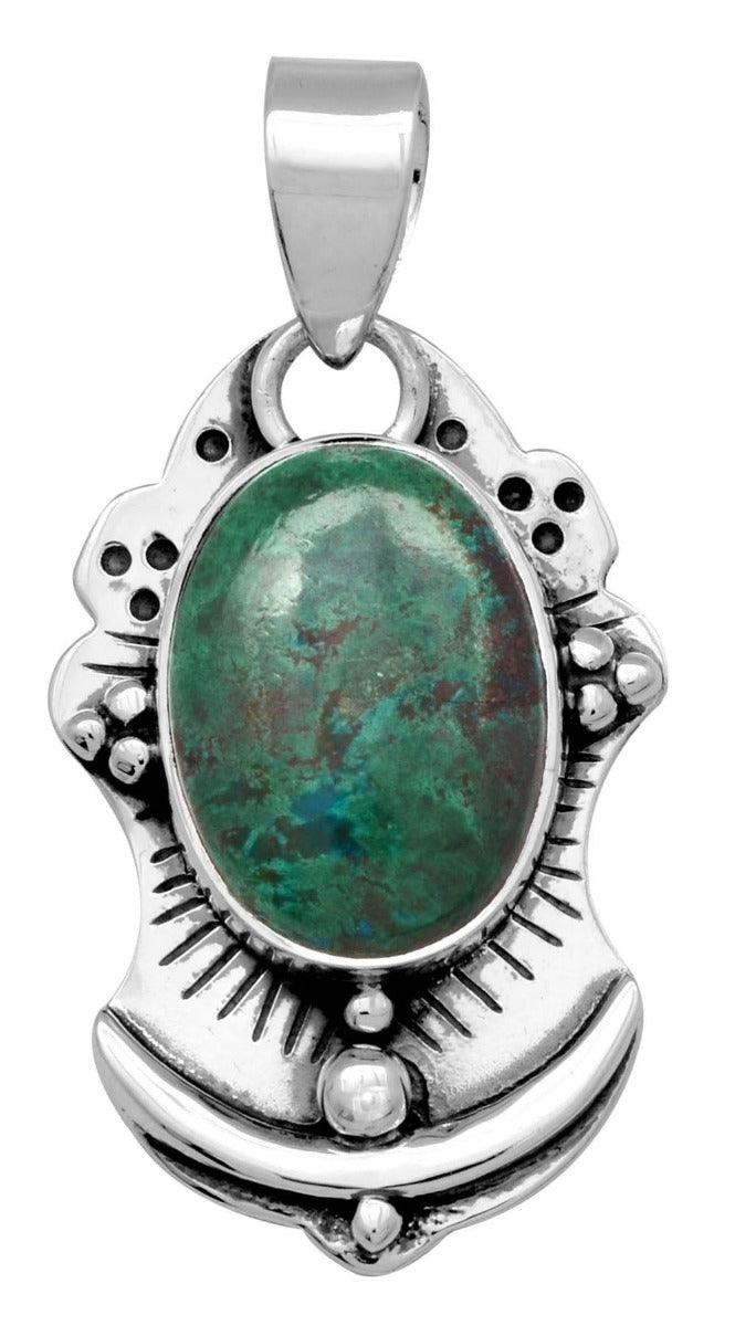 Chrysocolla 925 Solid Sterling Silver Pendant Necklace Jewelry - YoTreasure
