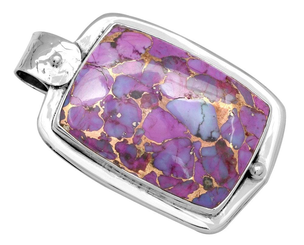 Purple Copper Turquoise 925 Solid Sterling Silver Pendant Necklace Silver Jewelry - YoTreasure