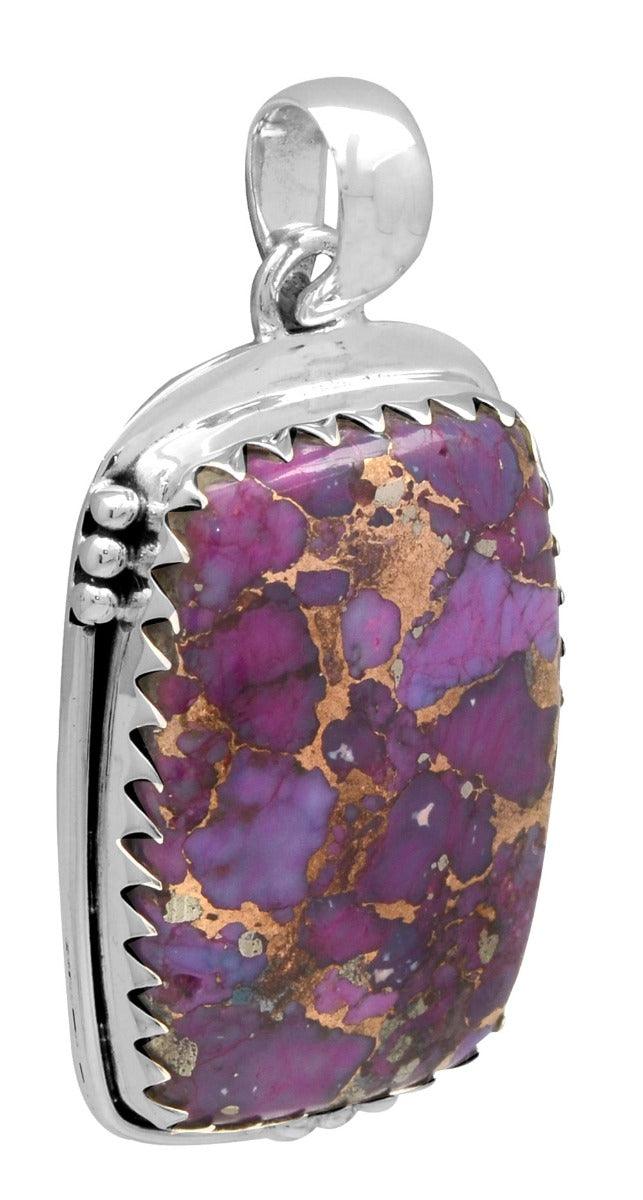 Purple Copper Turquoise 925 Solid Sterling Silver Pendant Necklace Silver Jewelry - YoTreasure