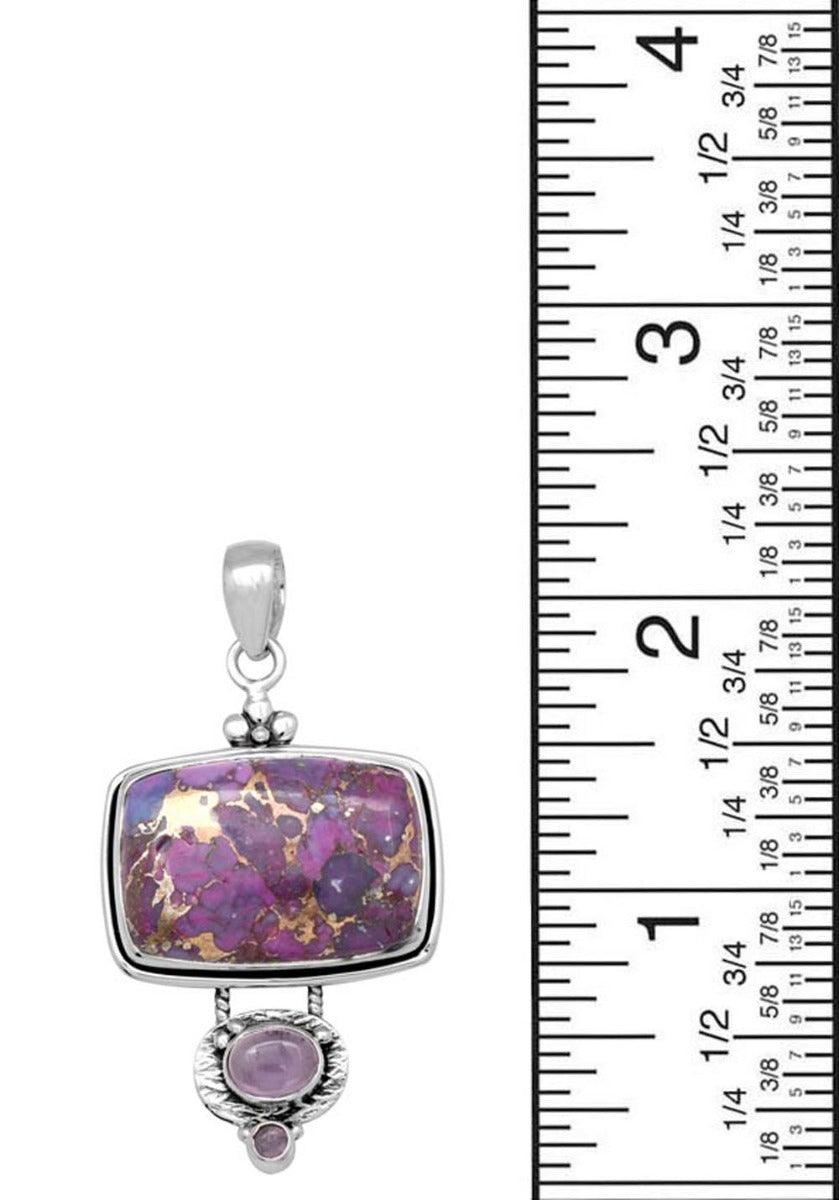 Purple Copper Turquoise Amethyst Pendant 925 Solid Sterling Silver Necklace - YoTreasure