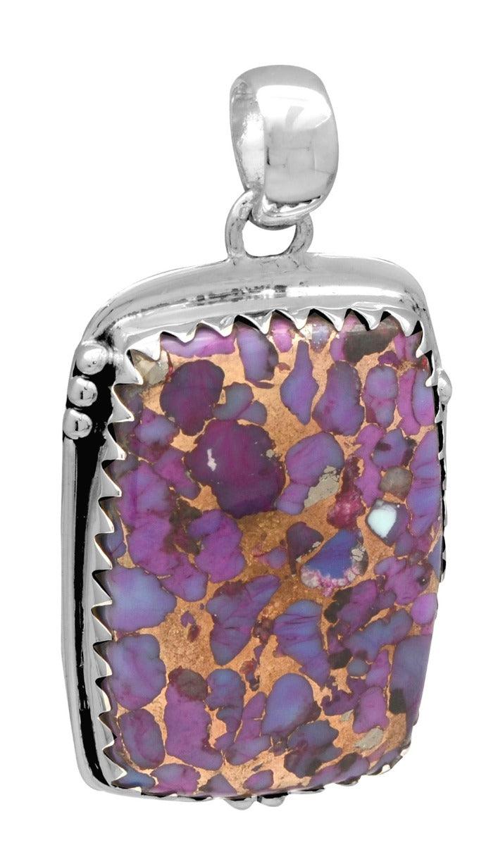 Purple Copper Turquoise 925 Solid Sterling Silver Pendant - YoTreasure