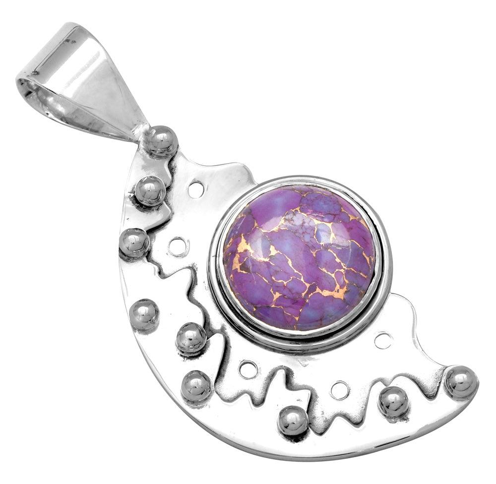 Purple Copper Turquoise Necklace 925 Solid Sterling Silver Pendant Jewelry - YoTreasure
