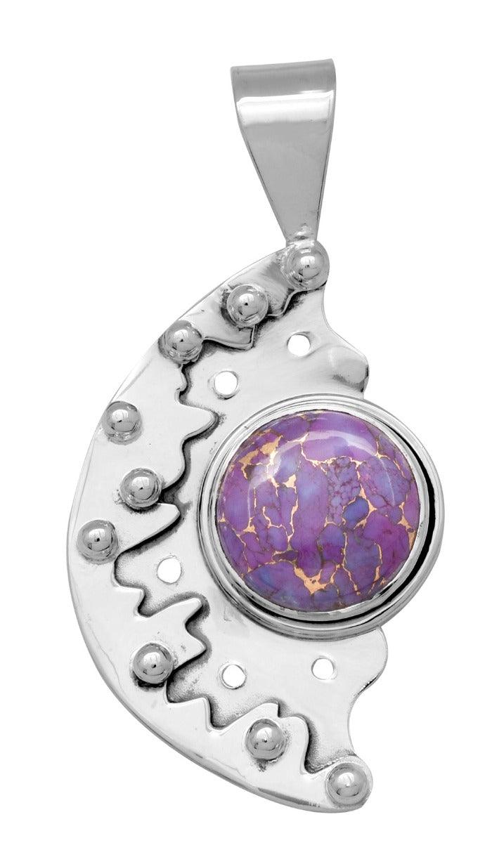 Purple Copper Turquoise Necklace 925 Solid Sterling Silver Pendant Jewelry - YoTreasure