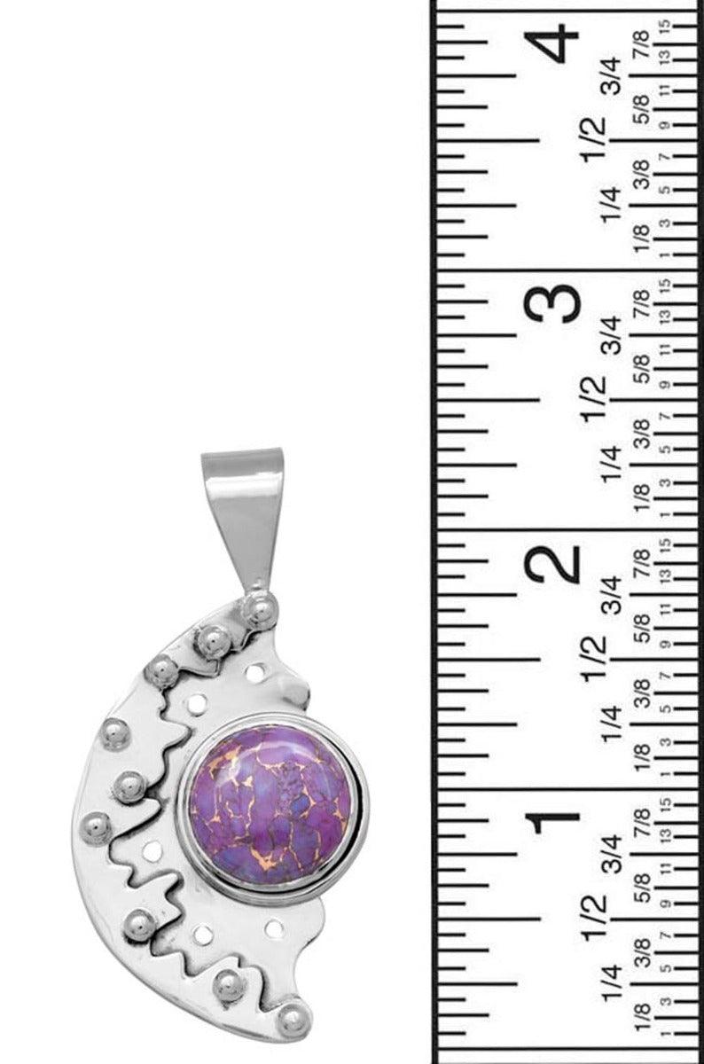 Purple Copper Turquoise Necklace 925 Solid Sterling Silver Pendant Jewelry - YoTreasure