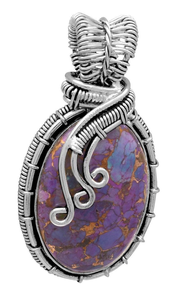 Purple Copper Turquoise 925 Solid Sterling Silver Pendant Jewelry - YoTreasure