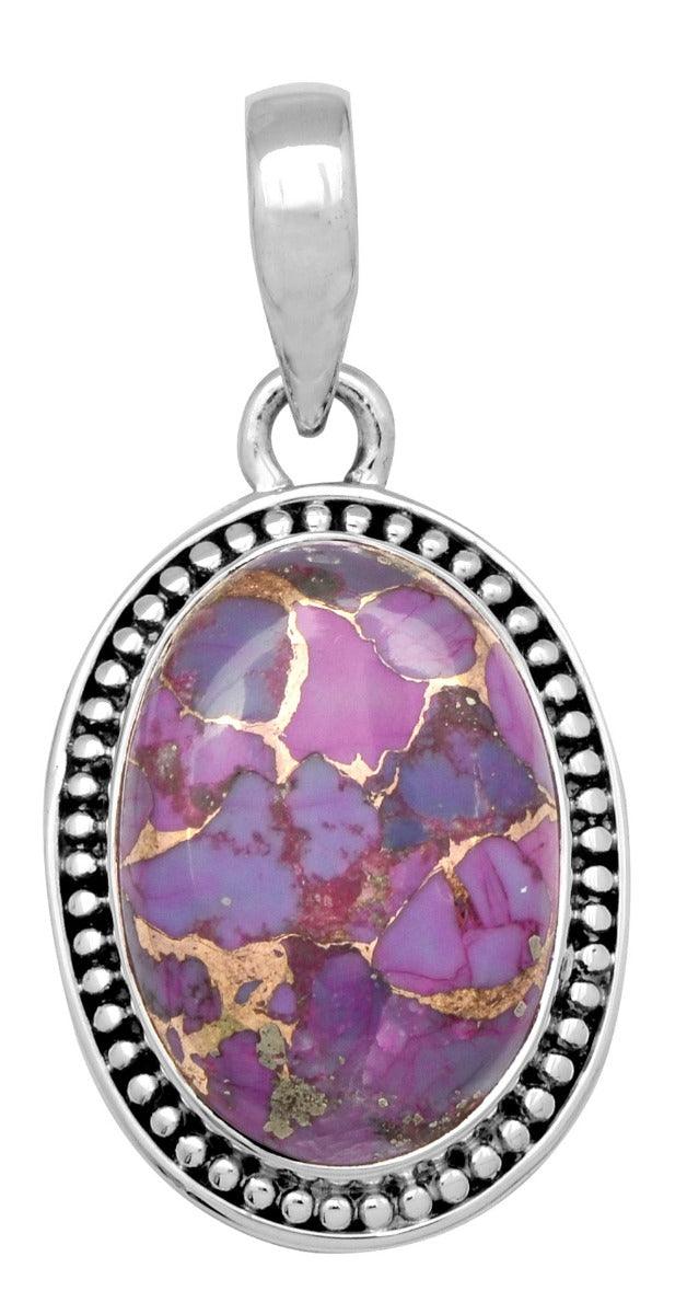 Purple Copper Turquoise 925 Solid Sterling Silver Pendant Necklace Jewelry - YoTreasure