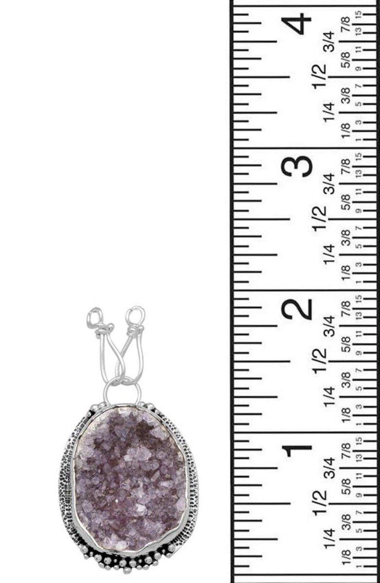 Amethyst Druzy 925 Solid Sterling Silver Pendant Necklace - YoTreasure