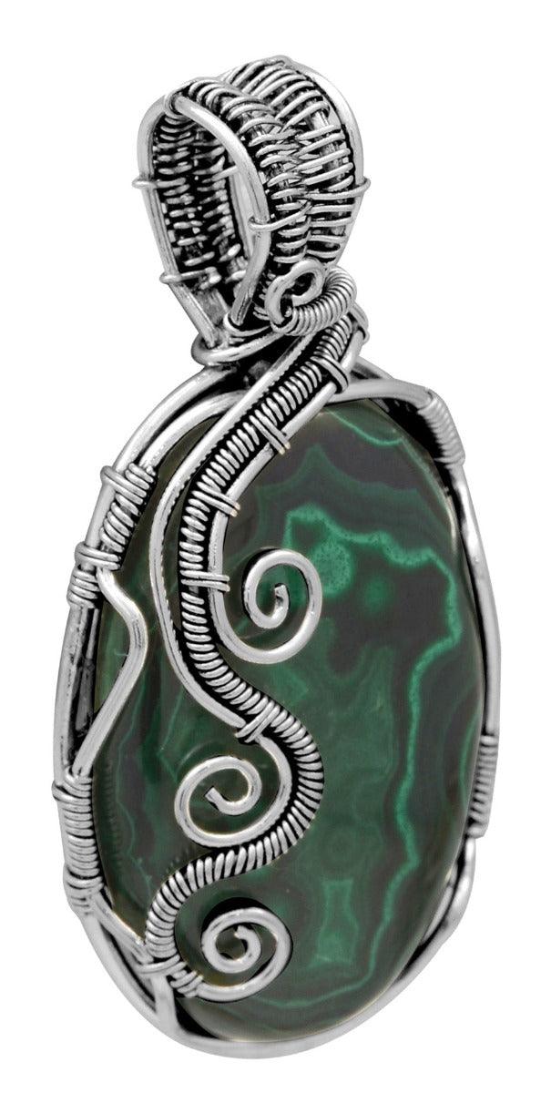 Malachite 925 Solid Sterling Silver Pendant Necklace Silver Jewelry - YoTreasure