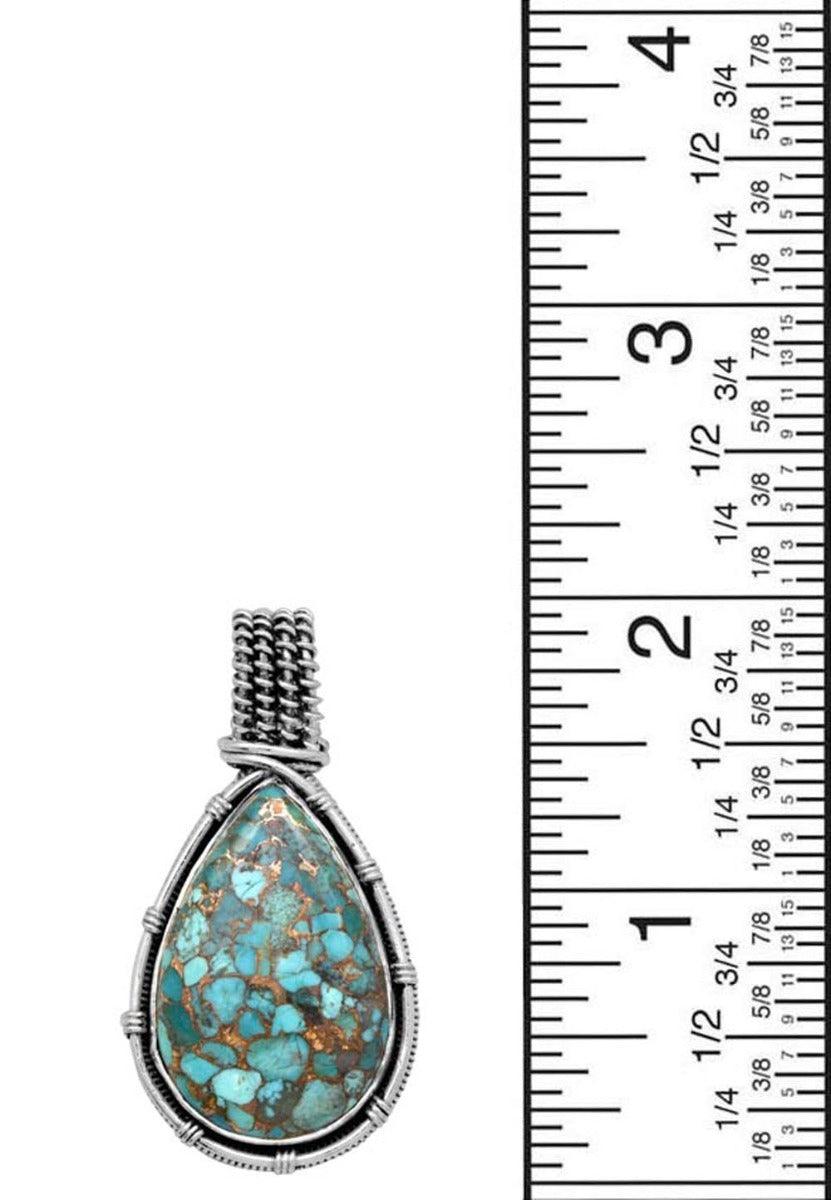 Blue Copper Turquoise 925 Solid Sterling Silver Pendant Necklace Jewelry - YoTreasure