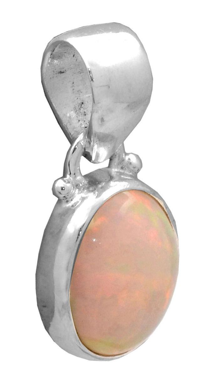 Opal 1Inch 925 Solid Sterling Silver Pendant With 18 Inch Chain Necklace - YoTreasure