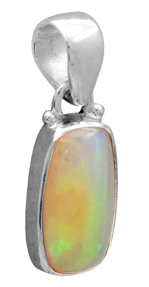 Ethiopian Opal 1Inch 925 Solid Sterling Silver Pendant With 18 Inch Chain Necklace Silver Jewelry - YoTreasure