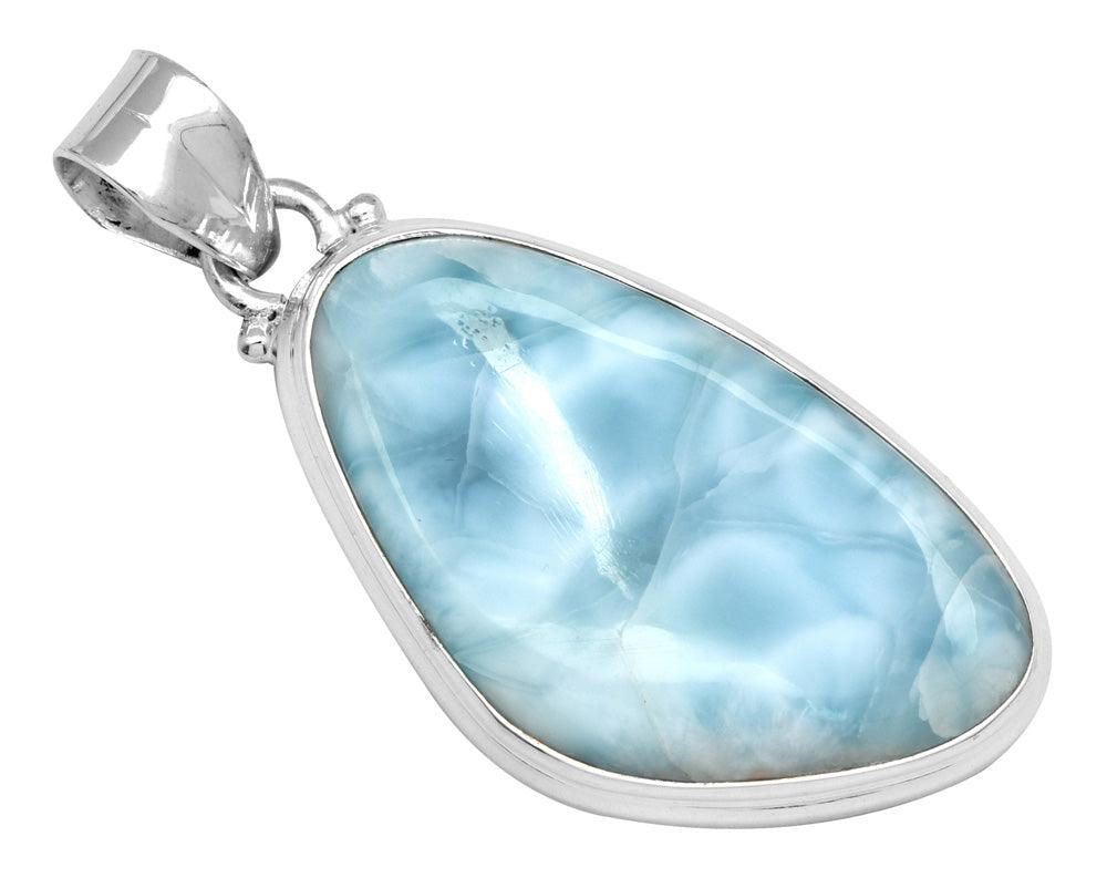 Larimar 2" 925 Solid Sterling Silver Pendant With 18 Inch Chain Necklace Silver Jewelry - YoTreasure