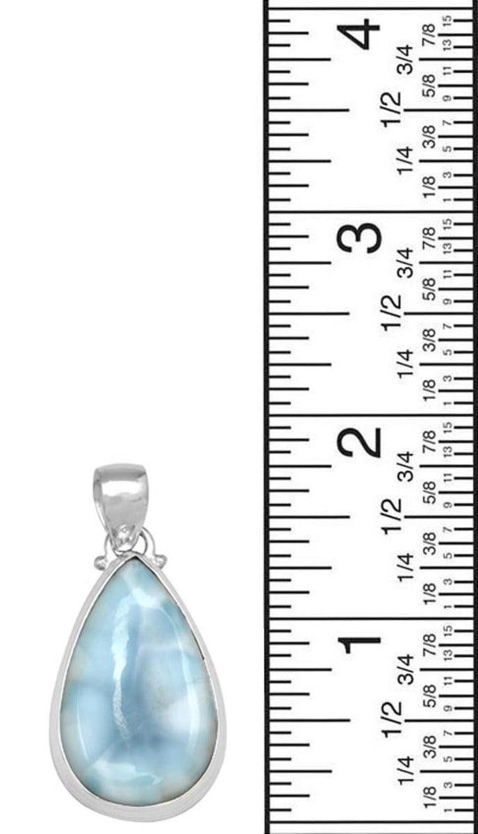 Larimar  1 3/4 Inch Long 925 Solid Sterling Silver Pendant With 18 Inch Chain - YoTreasure
