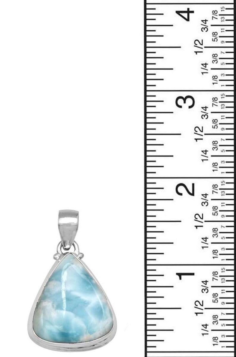 Natural Larimar  1 3/4 Inch Long 925 Solid Sterling Silver Pendant With 18 Inch Chain Necklace Silver Jewelry - YoTreasure