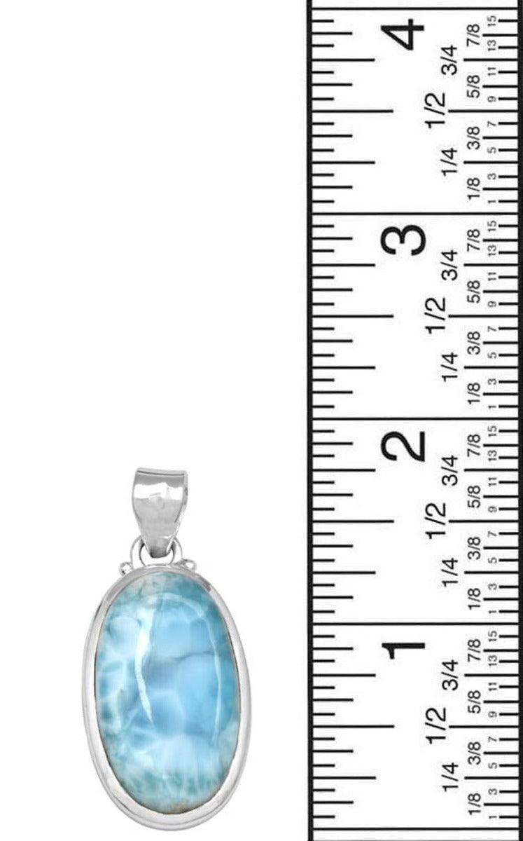 Larimar  1 3/4" Long 925 Solid Sterling Silver Pendant With 18" Chain Necklace - YoTreasure