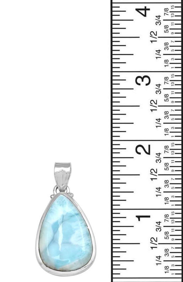 Natural Larimar  1 3/4" Long 925 Solid Sterling Silver Pendant With 18" Chain Necklace - YoTreasure