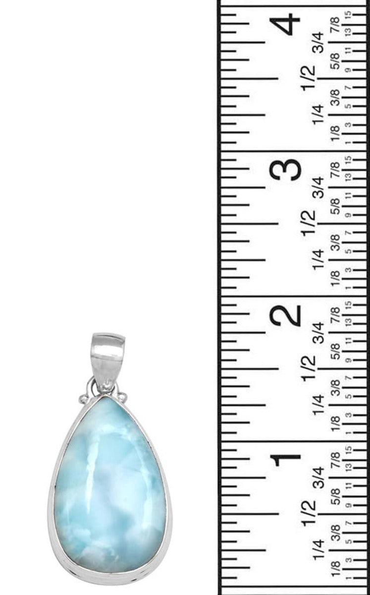 YoTreasure Natural Larimar  1 3/4" Long 925 Solid Sterling Silver Pendant With 18" Chain Necklace Silver Jewelry - YoTreasure