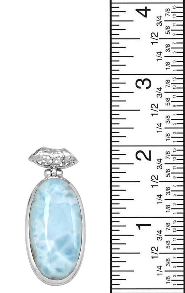 Larimar  2" Long 925 Solid Sterling Silver Pendant With 18" Chain Necklace - YoTreasure