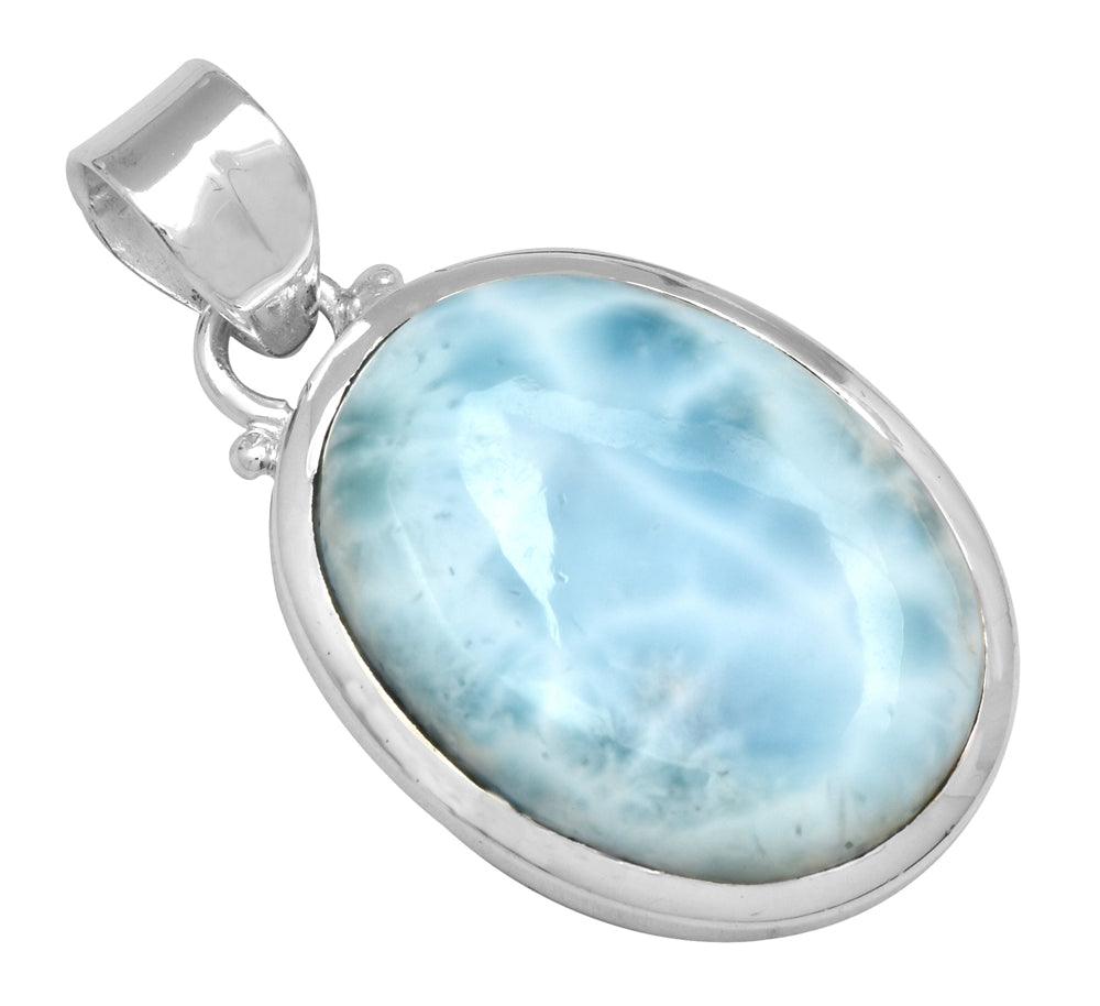 Natural Larimar 925 Solid Sterling Silver Pendant Necklace Silver Jewelry - YoTreasure