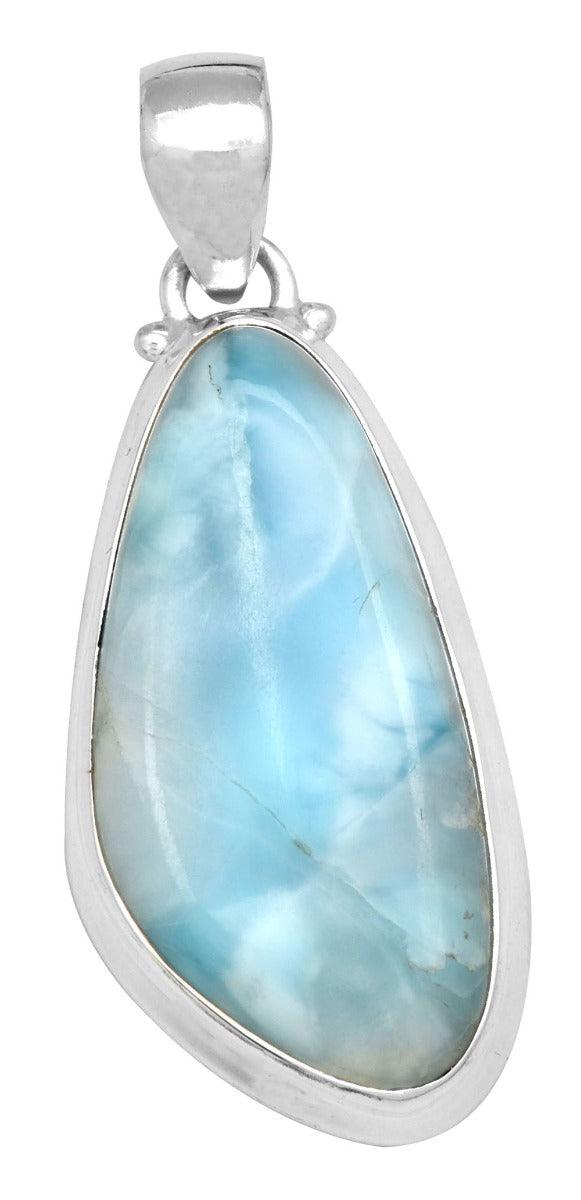 Natural Larimar  2" Long 925 Solid Sterling Silver Pendant With 18" Chain - YoTreasure