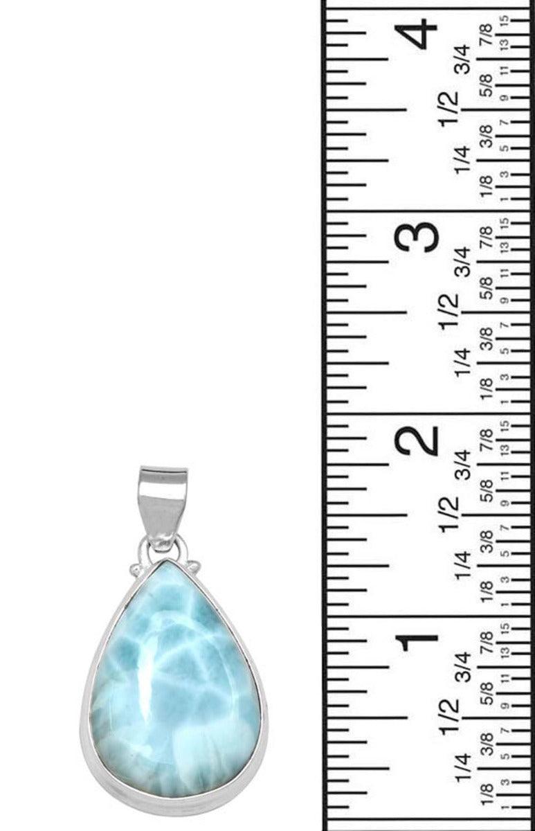 Natural Larimar  1 3/4" Long 925 Solid Sterling Silver Pendant With 18" Chain - YoTreasure