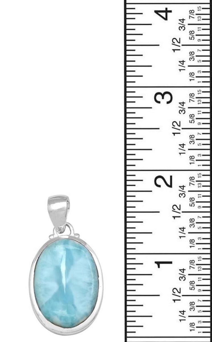 Natural Larimar  1 3/4" Long 925 Solid Sterling Silver Pendant With 18" Chain - YoTreasure