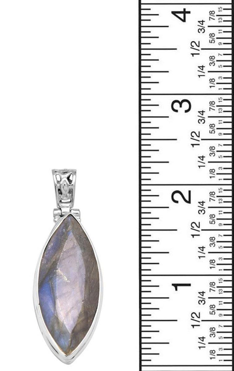 Labradorite 2 1/2" Long 925 Solid Sterling Silver Pendant With 18" Chain - YoTreasure