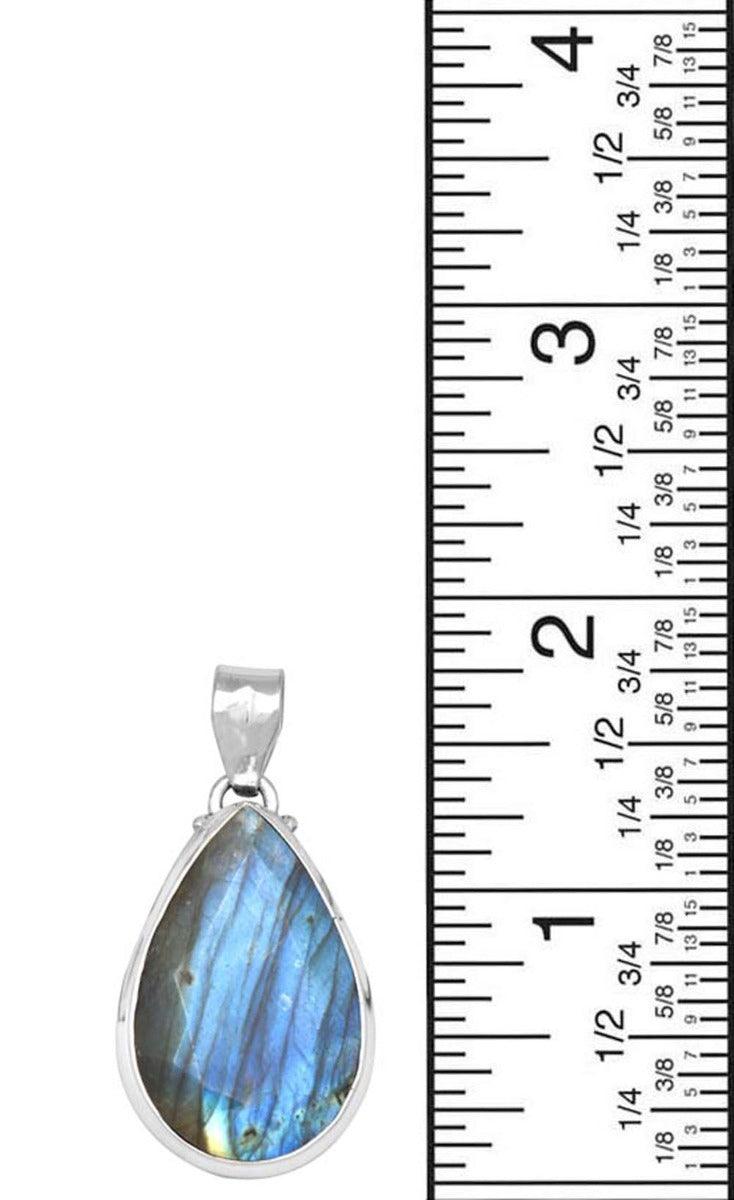Labradorite 1 3/4" Long 925 Solid Sterling Silver Pendant With 18" Chain - YoTreasure