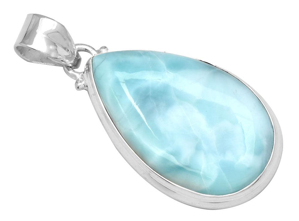 Larimar  1 3/4" Long 925 Solid Sterling Silver Pendant With 18" Chain - YoTreasure