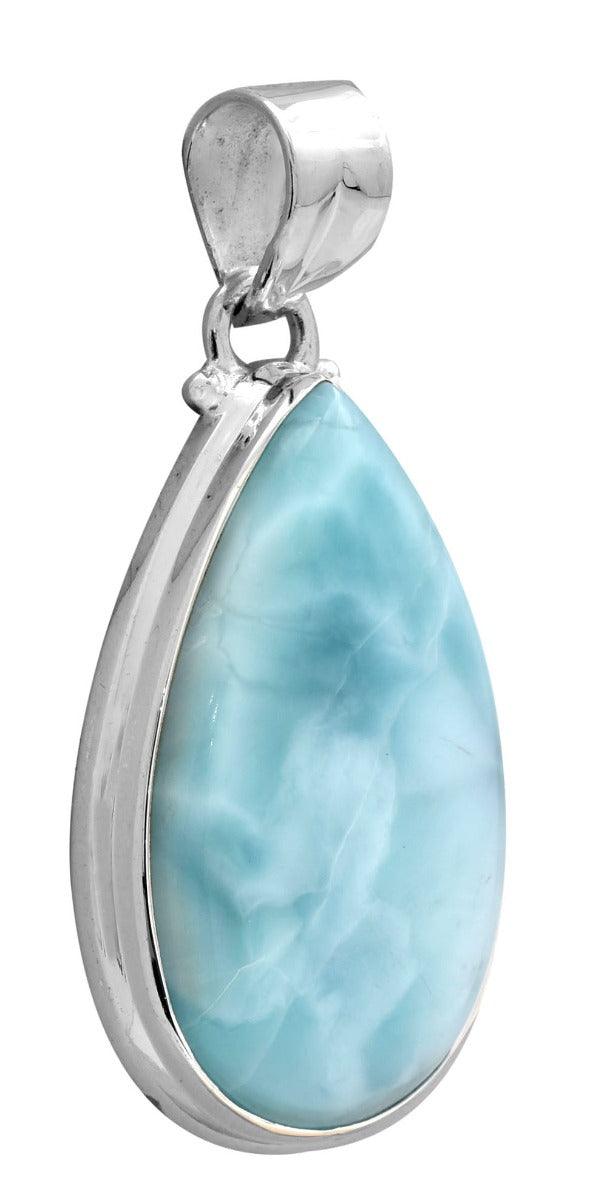 Larimar  1 3/4" Long 925 Solid Sterling Silver Pendant With 18" Chain - YoTreasure