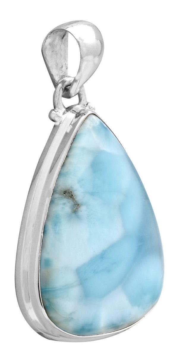 Larimar  1 3/4" Long 925 Solid Sterling Silver Pendant With 18" Chain - YoTreasure