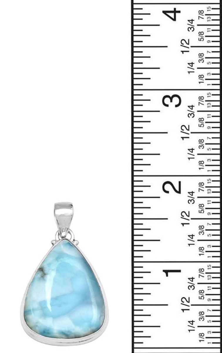 Larimar  1 3/4" Long 925 Solid Sterling Silver Pendant With 18" Chain - YoTreasure
