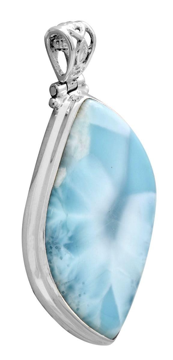 Larimar  2" Long 925 Solid Sterling Silver Pendant With 18" Chain - YoTreasure