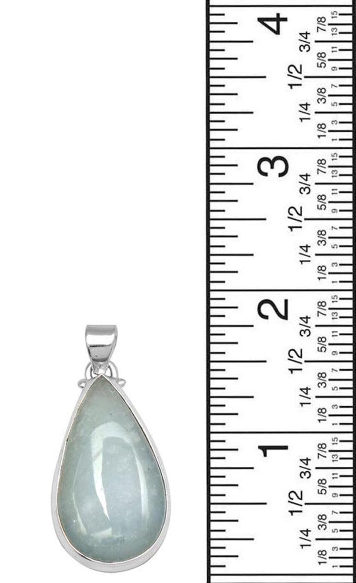 Aquamarine 1 3/4" Long 925 Solid Sterling Silver Pendant With 18" Chain - YoTreasure