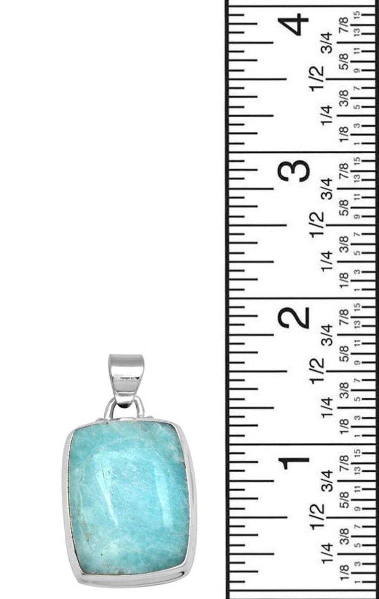 Amazonite 1 3/4" Long 925 Solid Sterling Silver Pendant With 18" Chain - YoTreasure