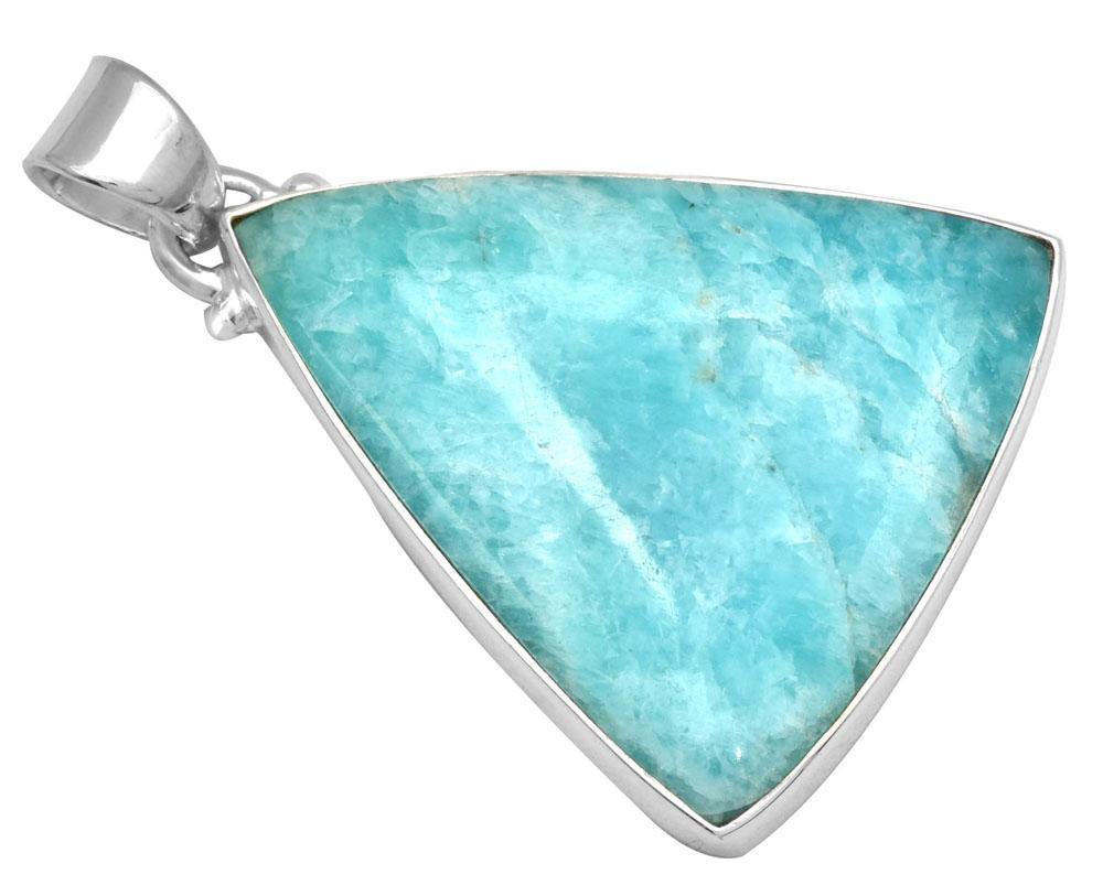 Amazonite 2" Long 925 Solid Sterling Silver Pendant With 18" Chain - YoTreasure