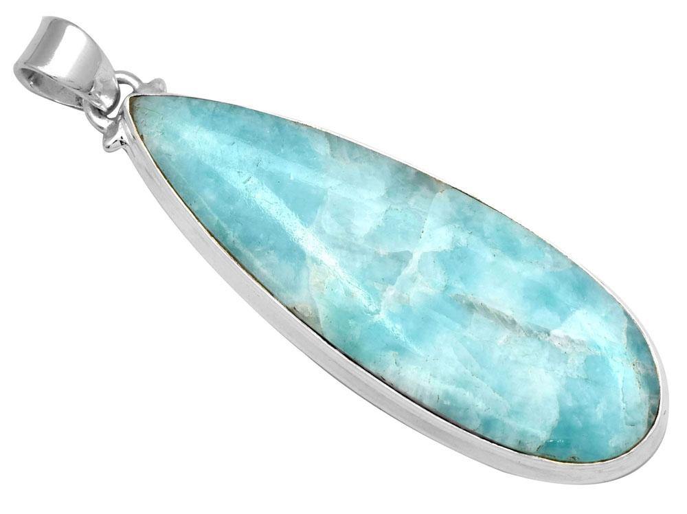 Amazonite 3" Long 925 Solid Sterling Silver Pendant With 18" Chain - YoTreasure