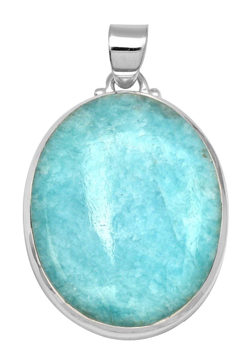 Amazonite 2" Long 925 Solid Sterling Silver Pendant With 18" Chain - YoTreasure