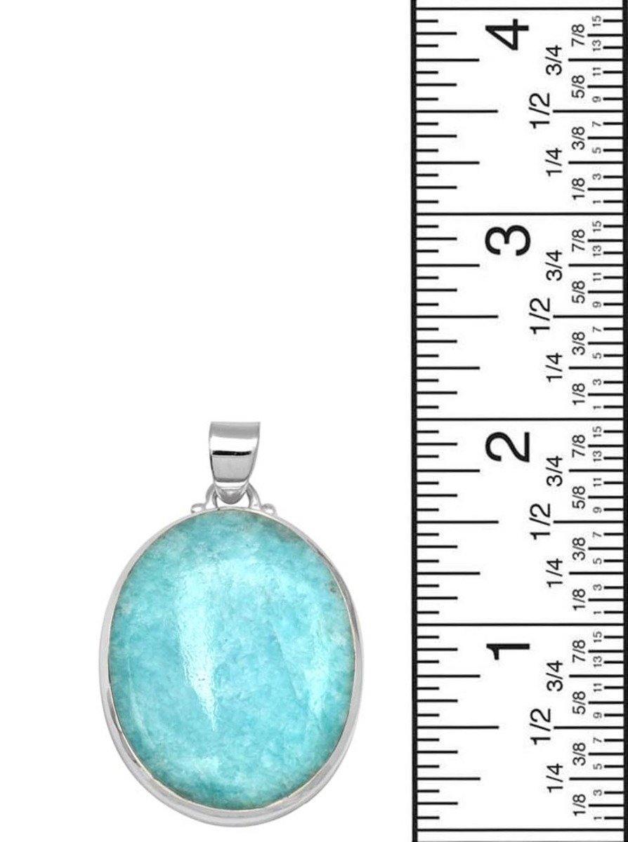 Amazonite 2" Long 925 Solid Sterling Silver Pendant With 18" Chain - YoTreasure