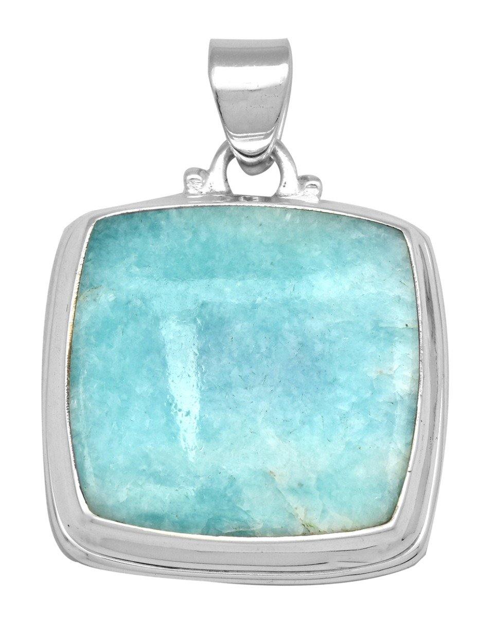 Amazonite 1 3/4" Long 925 Solid Sterling Silver Pendant With 18" Chain - YoTreasure