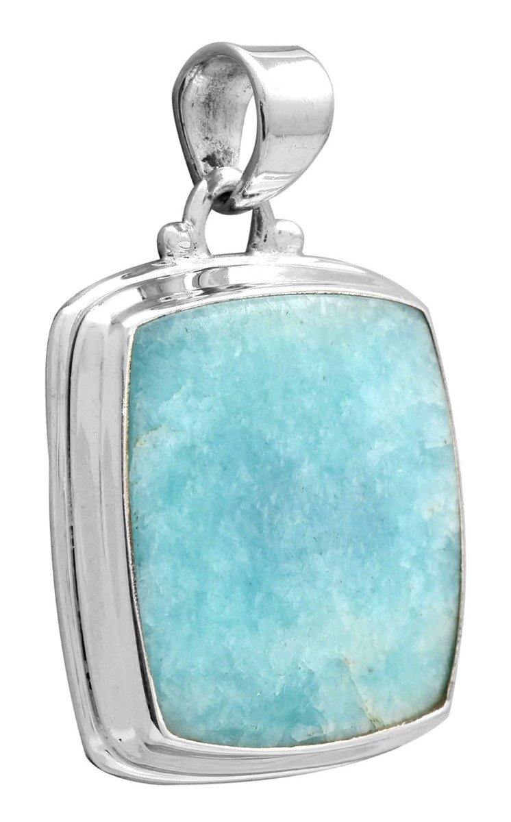 Amazonite 1 3/4" Long 925 Solid Sterling Silver Pendant With 18" Chain - YoTreasure