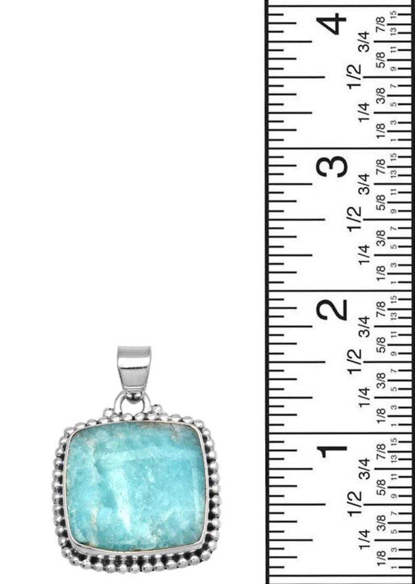 Amazonite 1 3/4" Long 925 Solid Sterling Silver Pendant With 18" Chain Necklace - YoTreasure